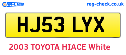 HJ53LYX are the vehicle registration plates.