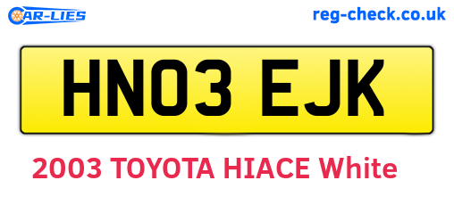 HN03EJK are the vehicle registration plates.