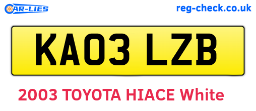 KA03LZB are the vehicle registration plates.