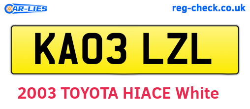 KA03LZL are the vehicle registration plates.