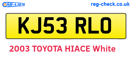 KJ53RLO are the vehicle registration plates.