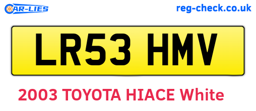 LR53HMV are the vehicle registration plates.
