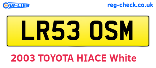 LR53OSM are the vehicle registration plates.