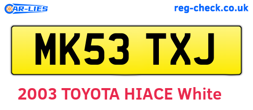 MK53TXJ are the vehicle registration plates.