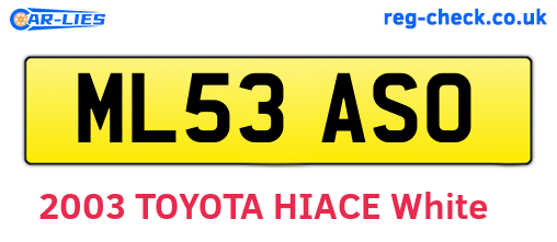 ML53ASO are the vehicle registration plates.