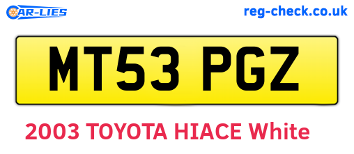 MT53PGZ are the vehicle registration plates.