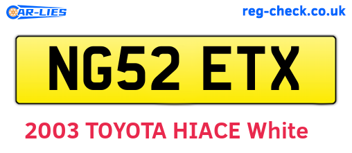 NG52ETX are the vehicle registration plates.