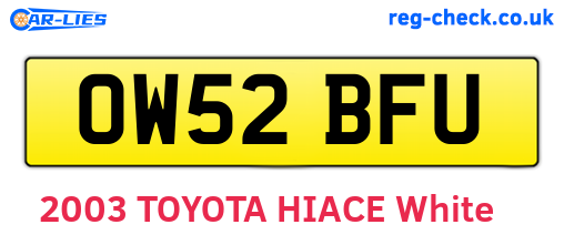 OW52BFU are the vehicle registration plates.