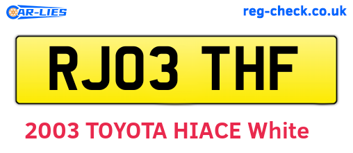 RJ03THF are the vehicle registration plates.