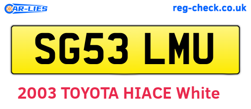 SG53LMU are the vehicle registration plates.