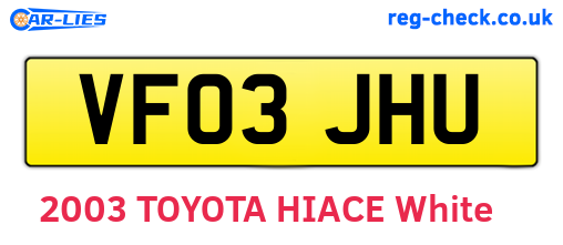 VF03JHU are the vehicle registration plates.