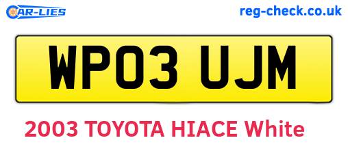 WP03UJM are the vehicle registration plates.