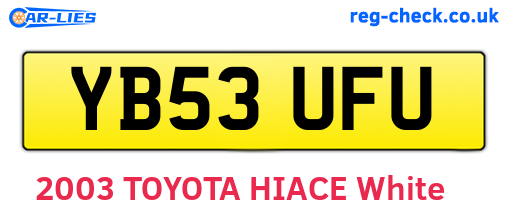 YB53UFU are the vehicle registration plates.