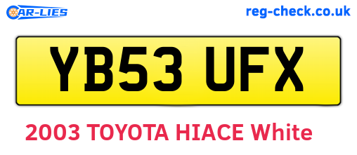 YB53UFX are the vehicle registration plates.