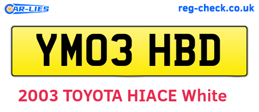 YM03HBD are the vehicle registration plates.