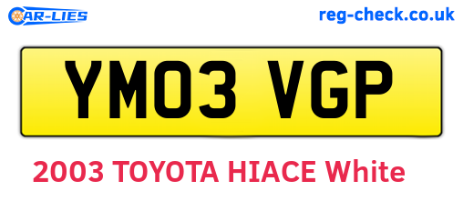 YM03VGP are the vehicle registration plates.