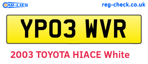 YP03WVR are the vehicle registration plates.