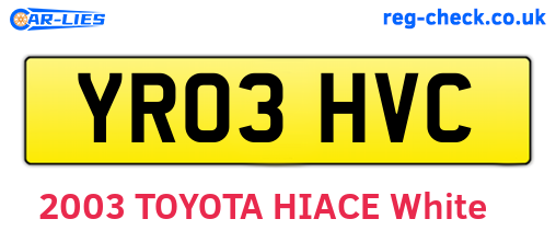 YR03HVC are the vehicle registration plates.