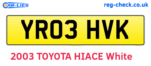 YR03HVK are the vehicle registration plates.