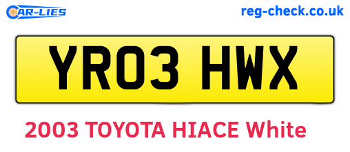 YR03HWX are the vehicle registration plates.
