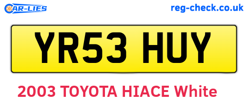 YR53HUY are the vehicle registration plates.