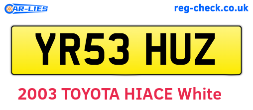 YR53HUZ are the vehicle registration plates.