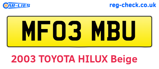 MF03MBU are the vehicle registration plates.