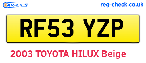 RF53YZP are the vehicle registration plates.