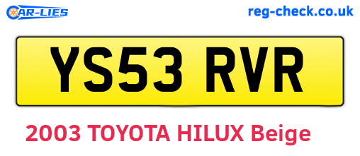 YS53RVR are the vehicle registration plates.