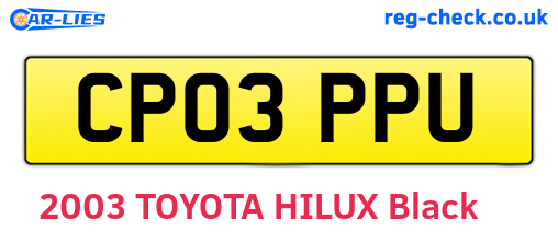 CP03PPU are the vehicle registration plates.
