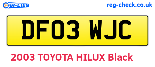 DF03WJC are the vehicle registration plates.