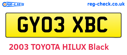 GY03XBC are the vehicle registration plates.