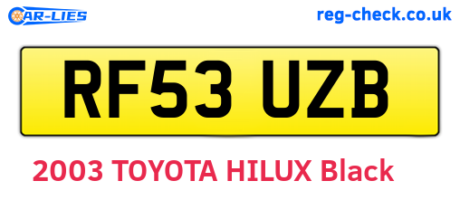 RF53UZB are the vehicle registration plates.
