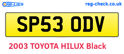 SP53ODV are the vehicle registration plates.