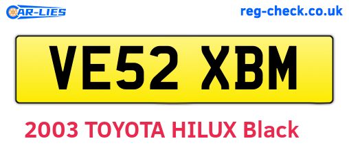 VE52XBM are the vehicle registration plates.
