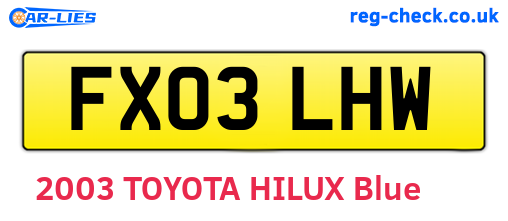 FX03LHW are the vehicle registration plates.