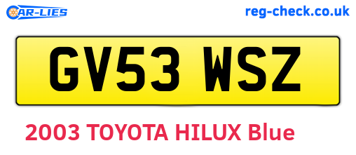 GV53WSZ are the vehicle registration plates.