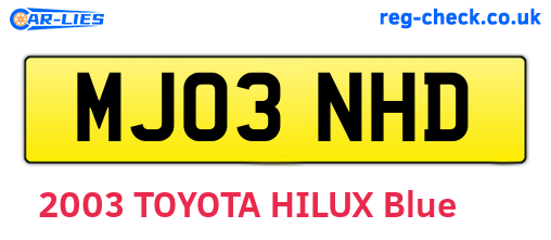 MJ03NHD are the vehicle registration plates.