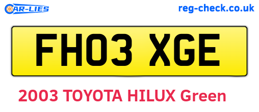FH03XGE are the vehicle registration plates.