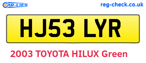 HJ53LYR are the vehicle registration plates.