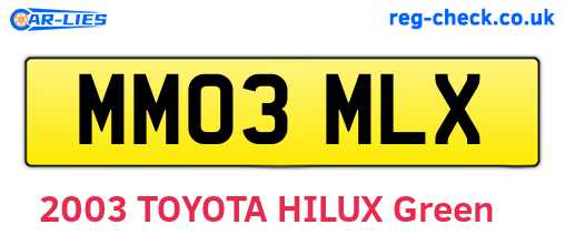 MM03MLX are the vehicle registration plates.