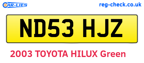 ND53HJZ are the vehicle registration plates.