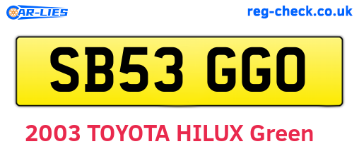 SB53GGO are the vehicle registration plates.