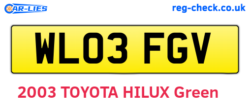 WL03FGV are the vehicle registration plates.