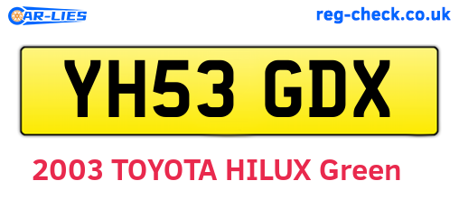 YH53GDX are the vehicle registration plates.