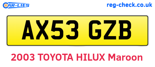 AX53GZB are the vehicle registration plates.