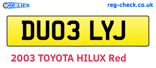 DU03LYJ are the vehicle registration plates.