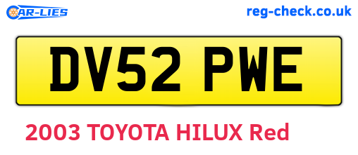 DV52PWE are the vehicle registration plates.