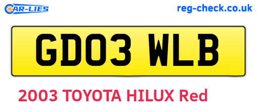 GD03WLB are the vehicle registration plates.