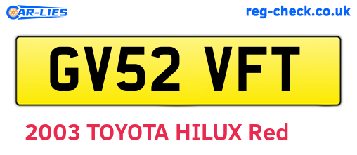GV52VFT are the vehicle registration plates.
